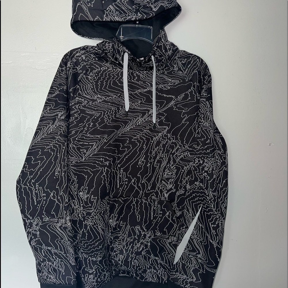 Nike Dri-Fit Black Lined Design Pullover Hoodie